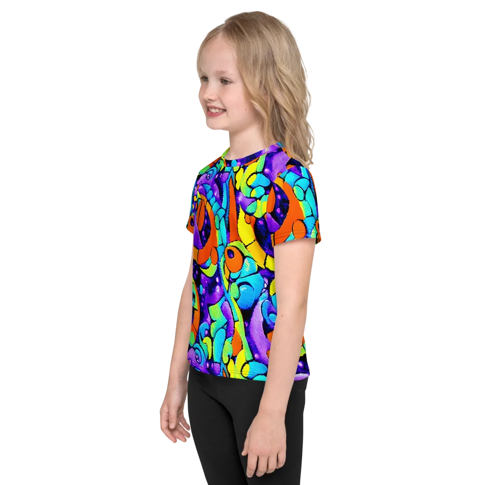 Vivid Collision on Kids Crew Neck T-Shirt — Left