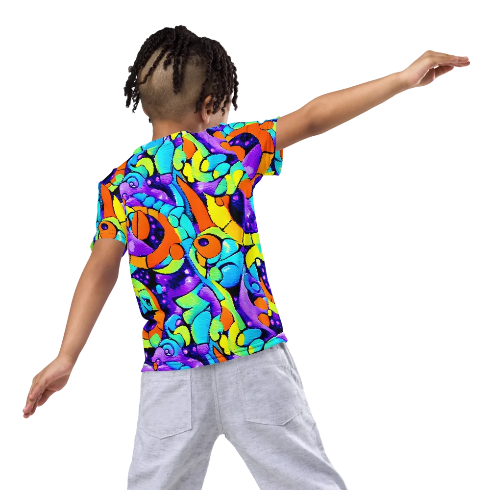 Vivid Collision on Kids Crew Neck T-Shirt — Back