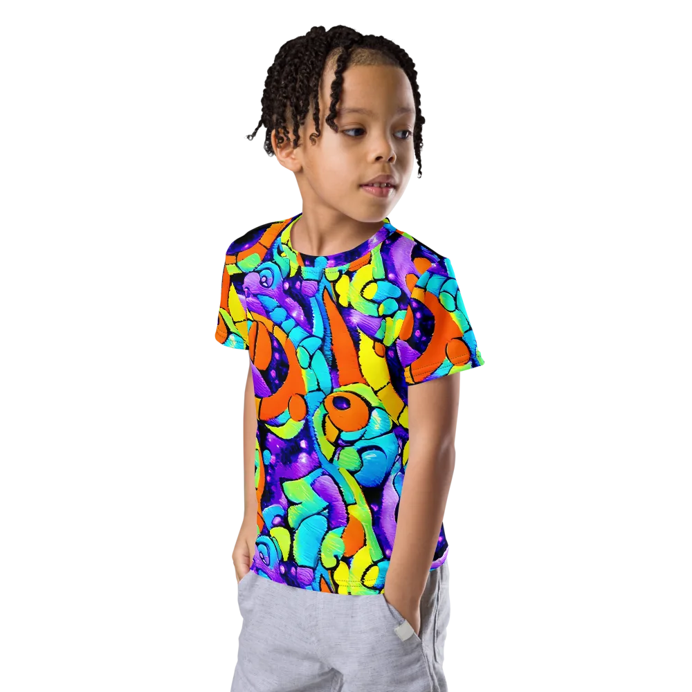 Vivid Collision on Kids Crew Neck T-Shirt — Left Front