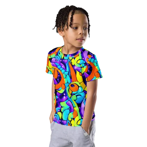 Vivid Collision on a Kids Crew Neck T-Shirt