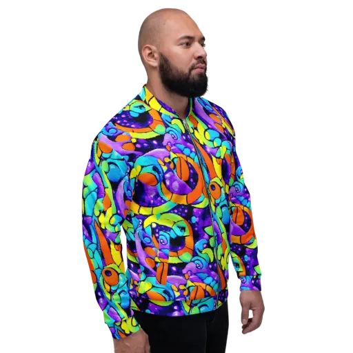 Vivid Collision on a Bomber Jacket