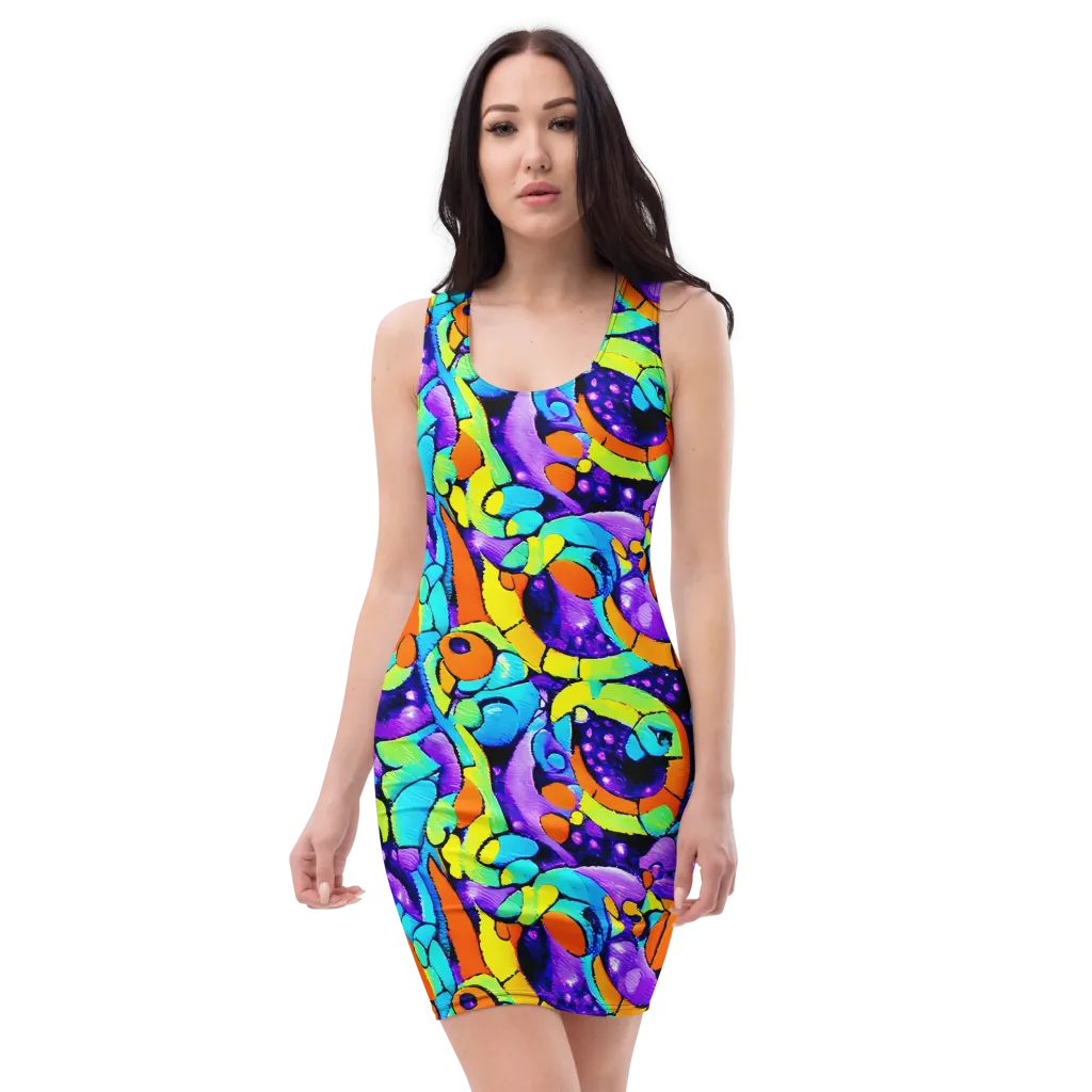 Vivid Collision on Bodycon Dress — Front