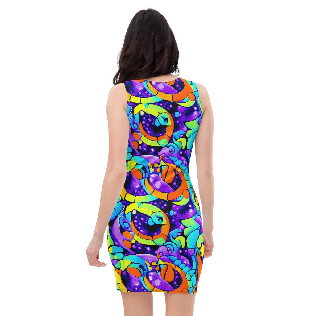 Vivid Collision on Bodycon Dress — Back