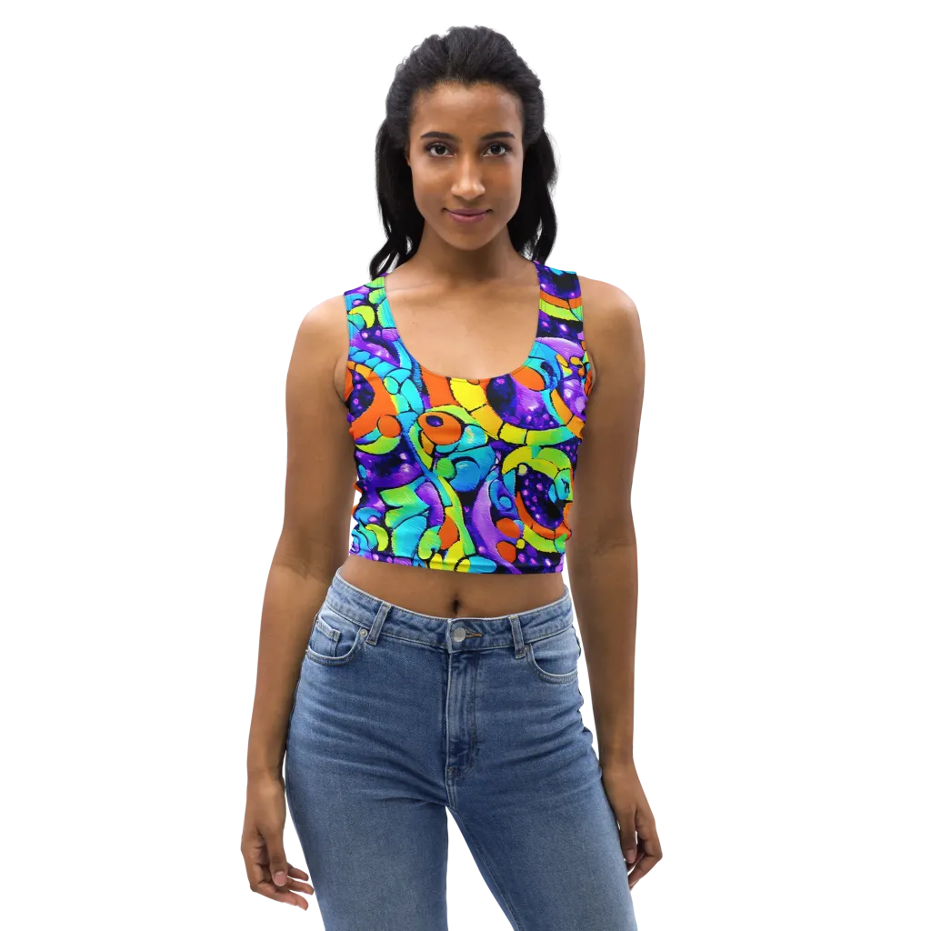 Vivid Collision on Crop Top — Front