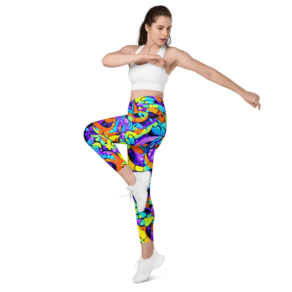 Vivid Collision on Leggings with Pockets — Left Front