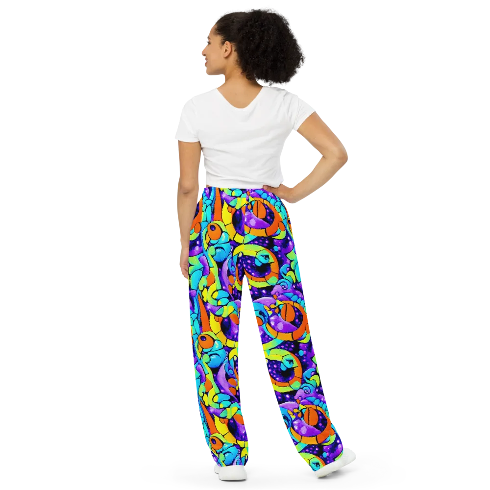 Vivid Collision on Wide-Leg Pants — Back