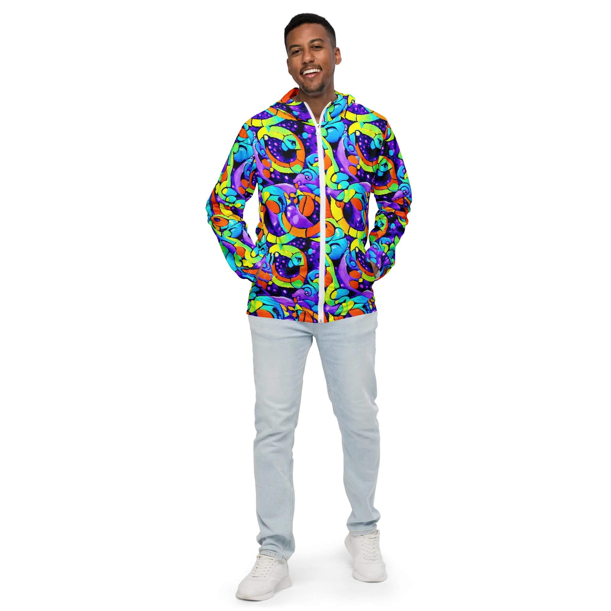 Vivid Collision on Men's Windbreaker — Front