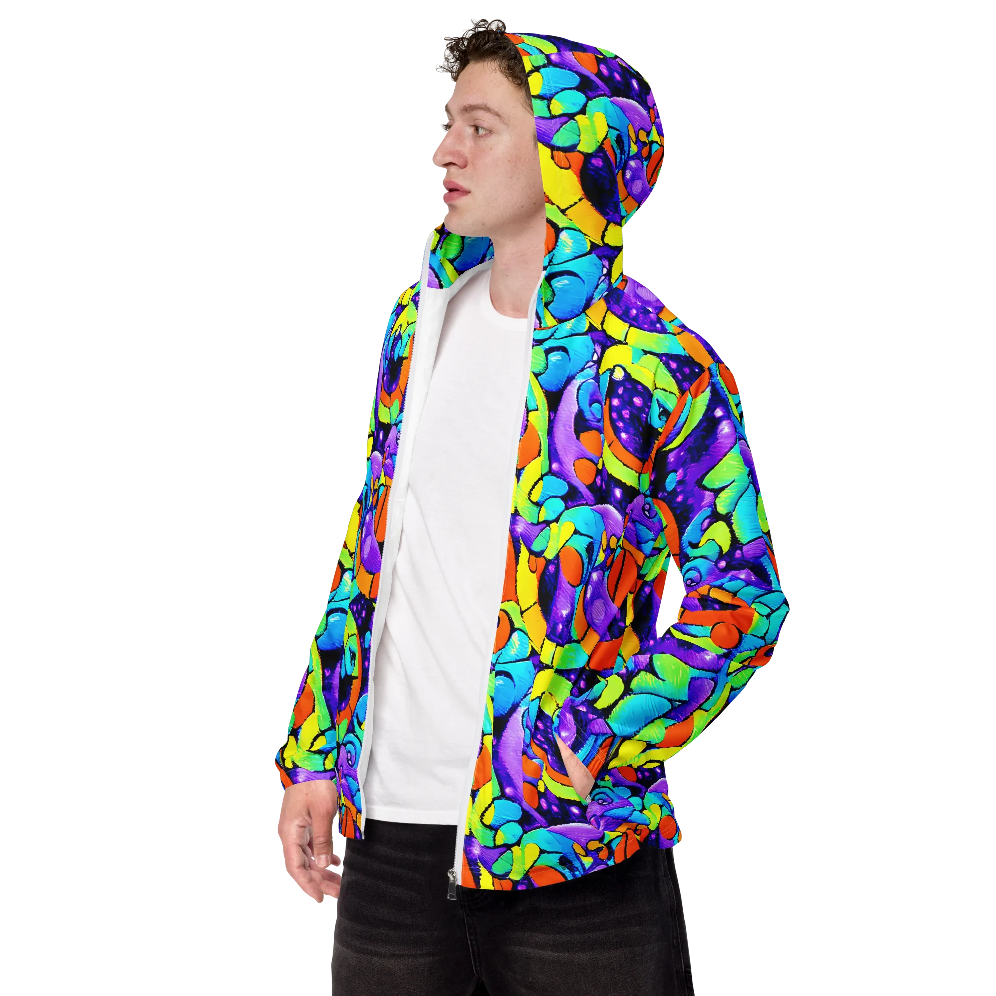 Vivid Collision on Men's Windbreaker — Left Front
