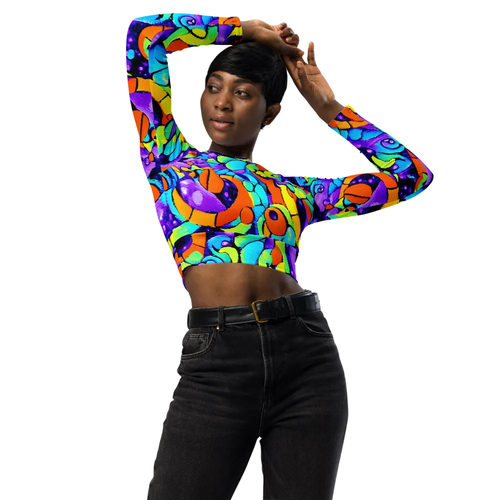 Vivid Collision on Long Sleeve Crop Top — Front
