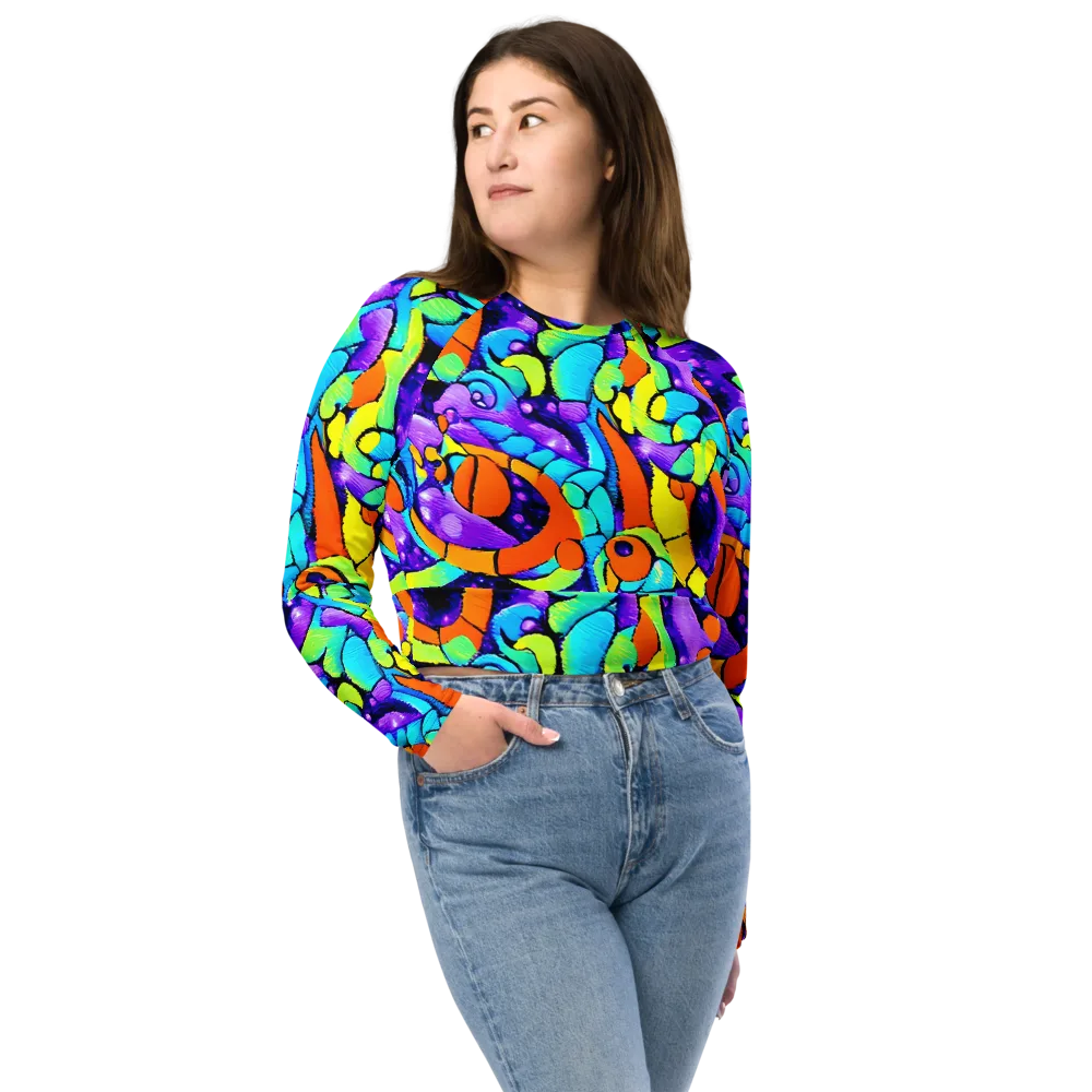 Vivid Collision on Long Sleeve Crop Top — Front