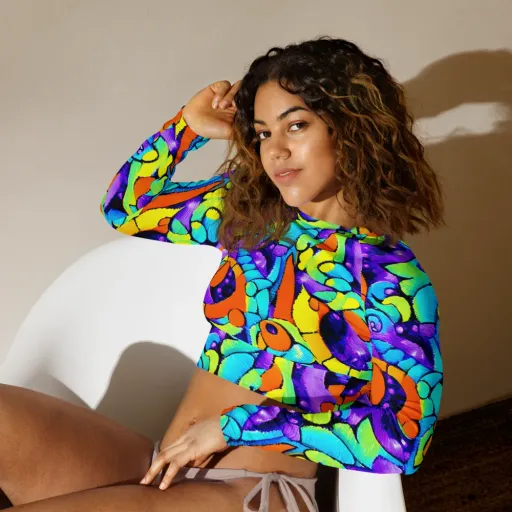 Vivid Collision on a Long Sleeve Crop Top