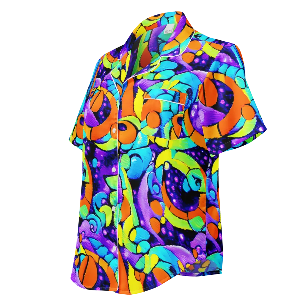 Vivid Collision on Women's Short Sleeve Pajama Top — Left Front