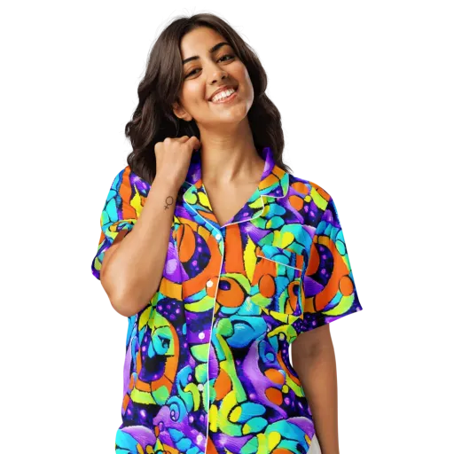 Vivid Collision on a Women's Short Sleeve Pajama Top