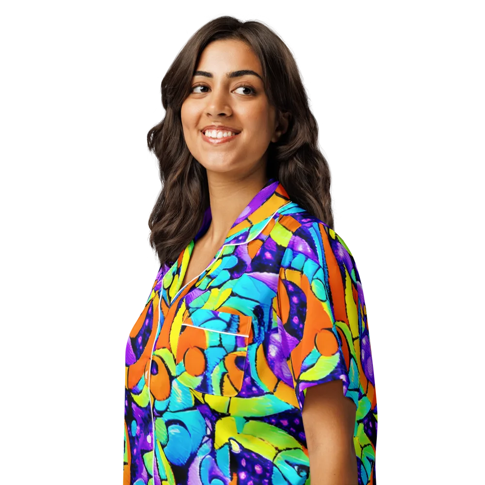 Vivid Collision on Women's Short Sleeve Pajama Top — Left Front