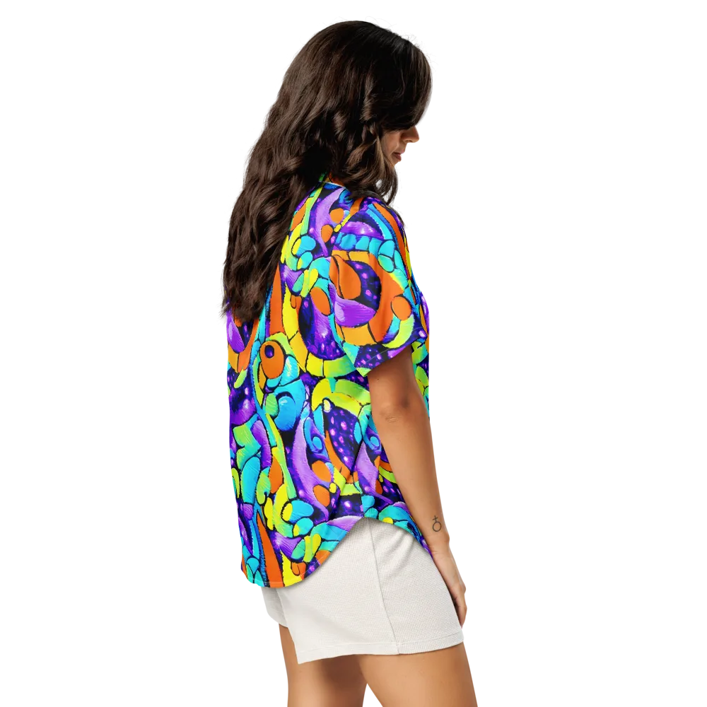 Vivid Collision on Women's Short Sleeve Pajama Top — Right Back