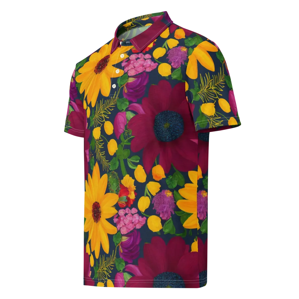 Solar Bouquet on Men's Slim Fit Polo Shirt — Left Front