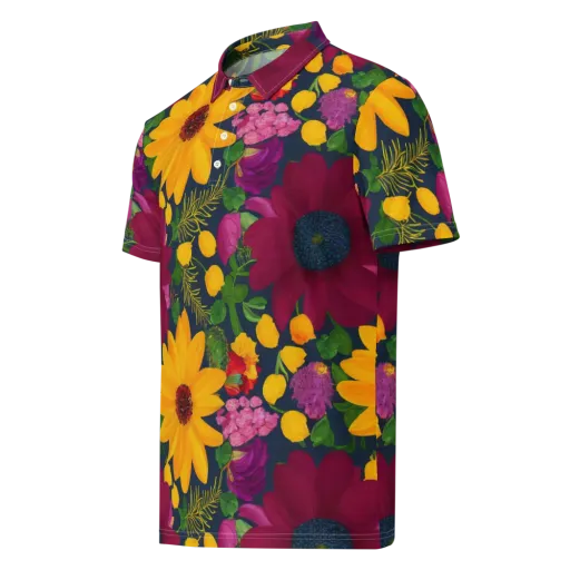 Solar Bouquet on a Men's Slim Fit Polo Shirt
