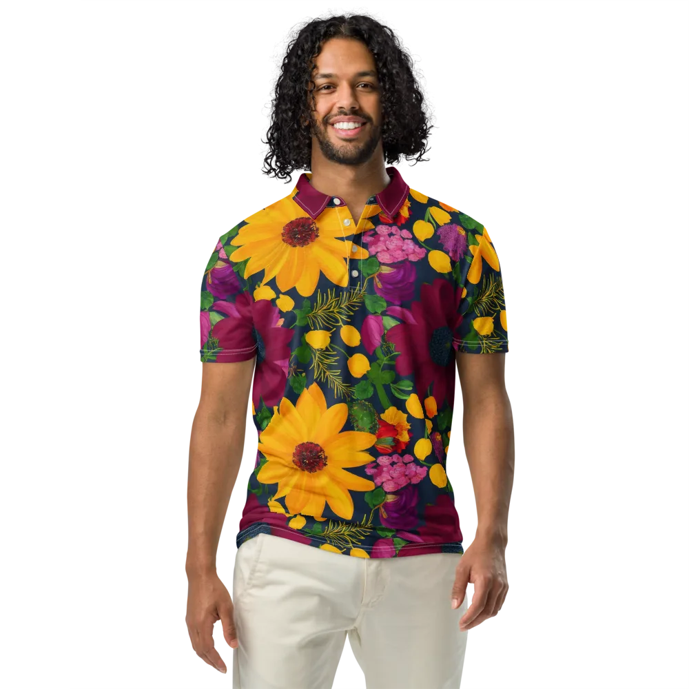 Solar Bouquet on Men's Slim Fit Polo Shirt — Front