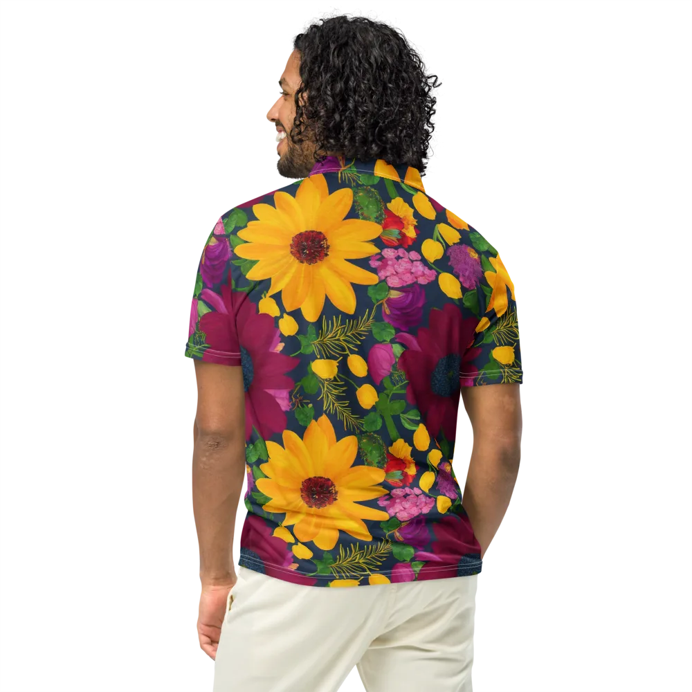 Solar Bouquet on Men's Slim Fit Polo Shirt — Back