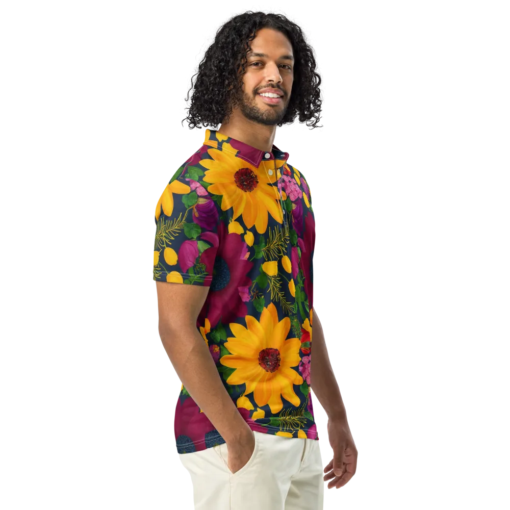 Solar Bouquet on Men's Slim Fit Polo Shirt — Right Front