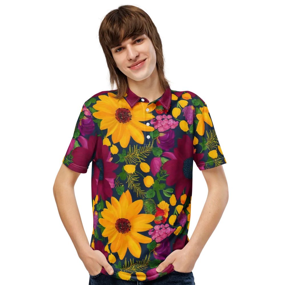 Solar Bouquet on Men's Slim Fit Polo Shirt — Front