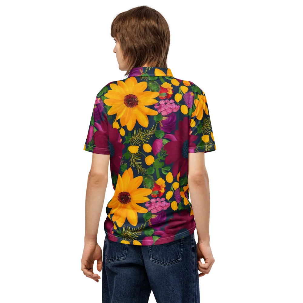 Solar Bouquet on Men's Slim Fit Polo Shirt — Back