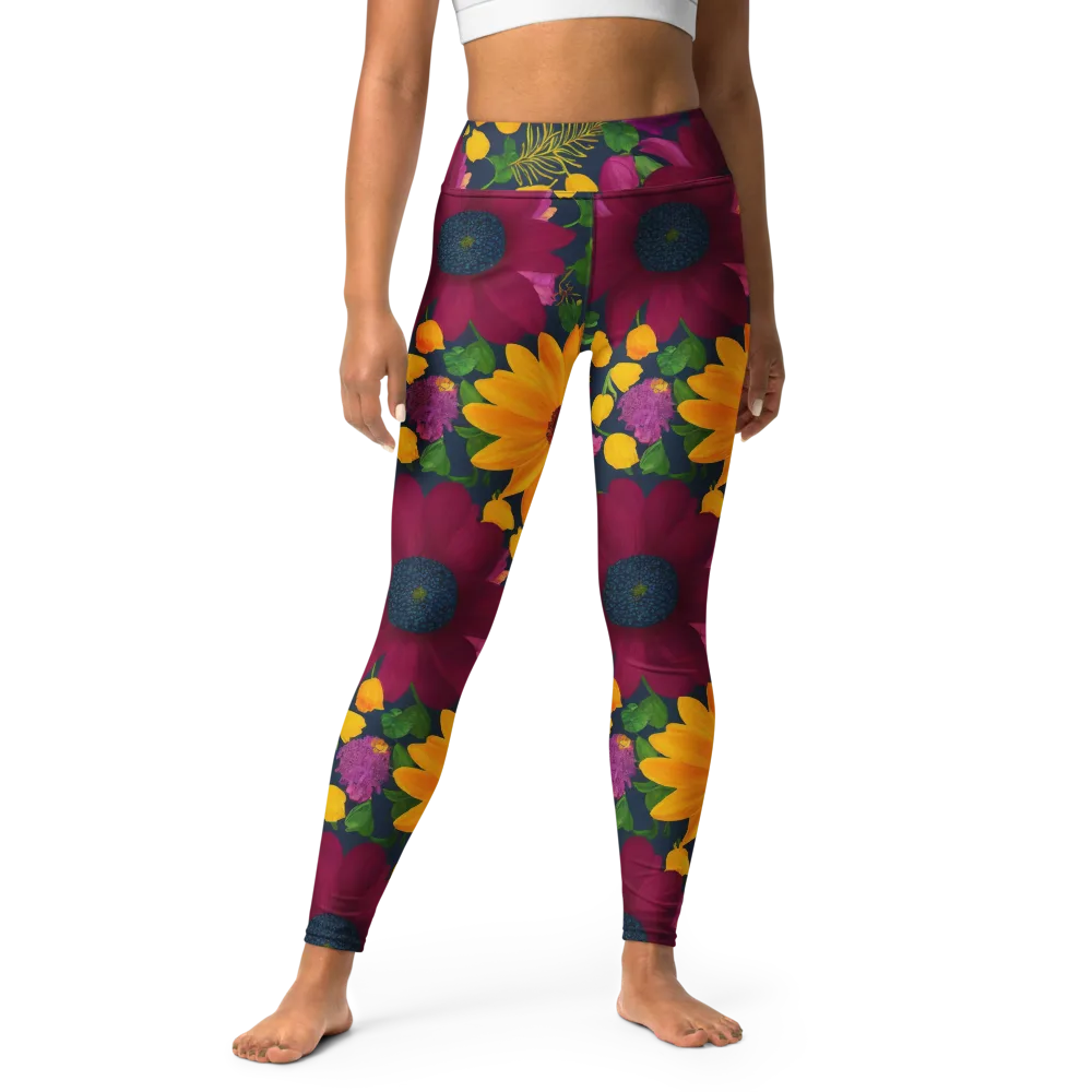 Solar Bouquet on Yoga Leggings — Front