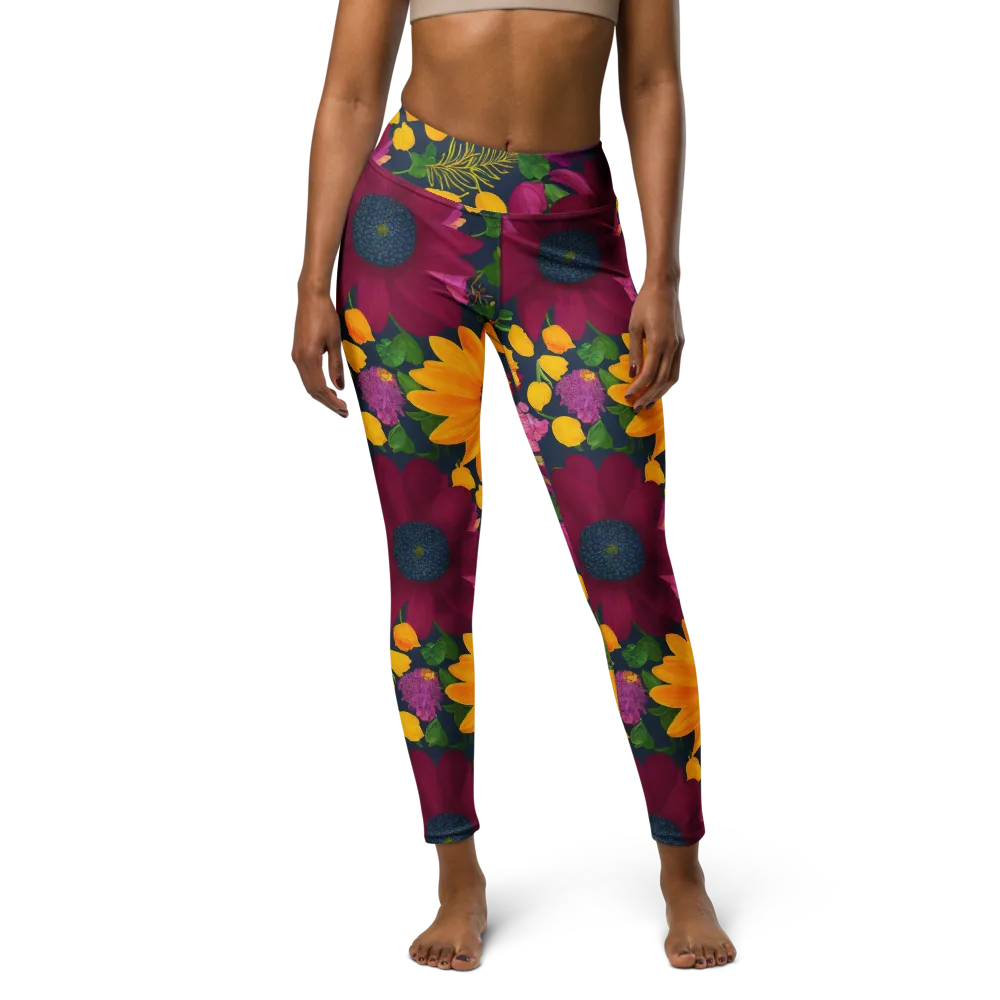 Solar Bouquet on Yoga Leggings — Front