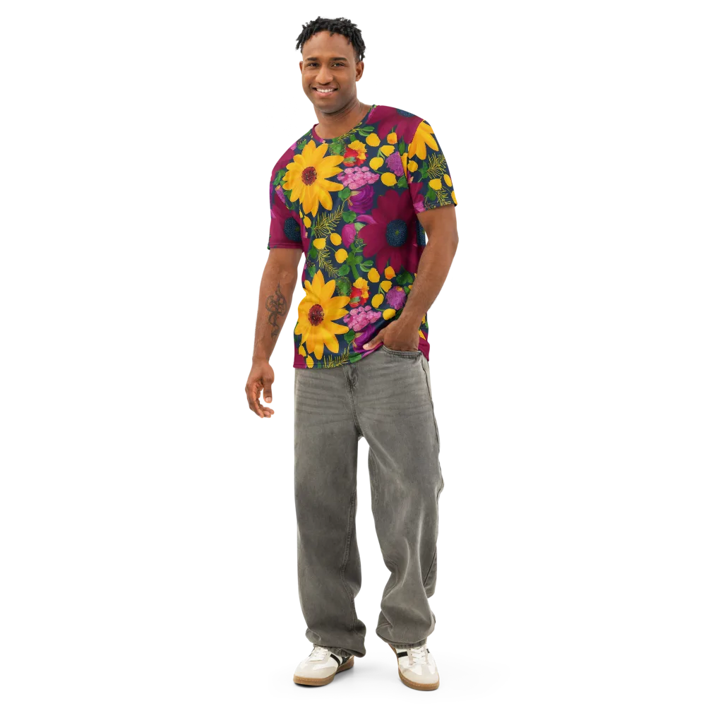 Solar Bouquet on Men's Cotton Crew Neck T-Shirt — Front