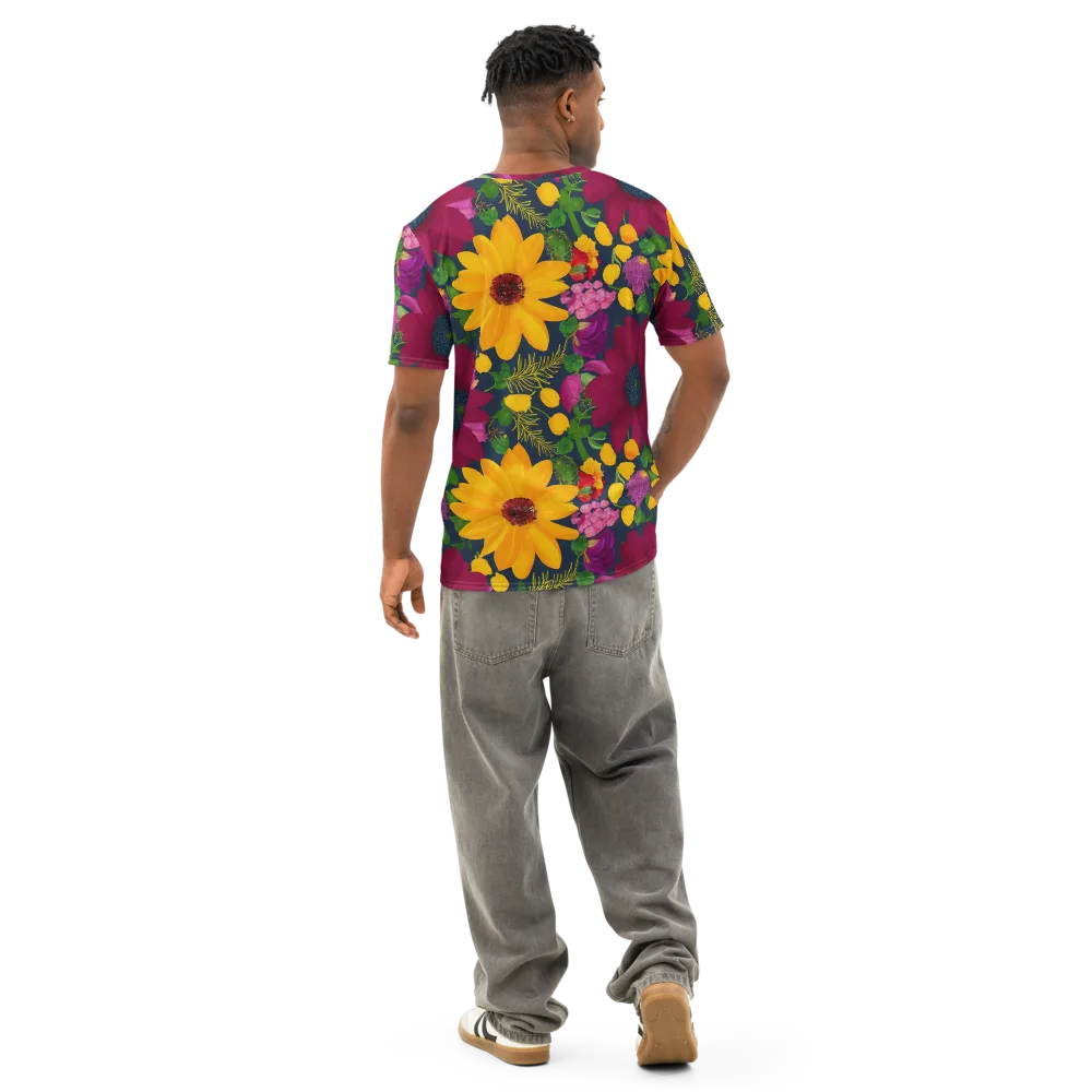 Solar Bouquet on Men's Cotton Crew Neck T-Shirt — Back