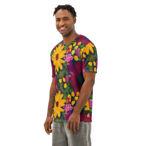 Solar Bouquet on a Men's Cotton Crew Neck T-Shirt