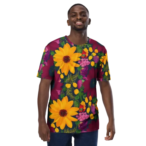 Solar Bouquet on a Men's Crew Neck T-Shirt