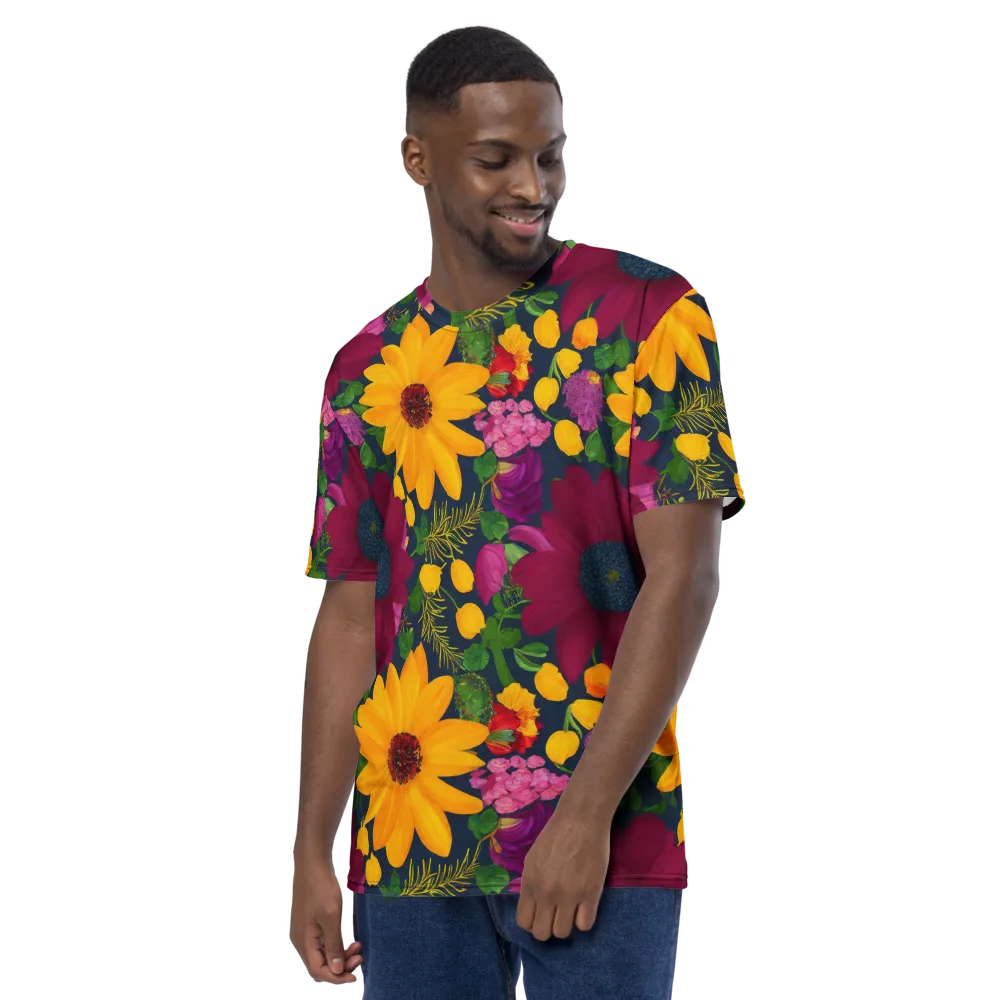 Solar Bouquet on Men's Crew Neck T-Shirt — Left