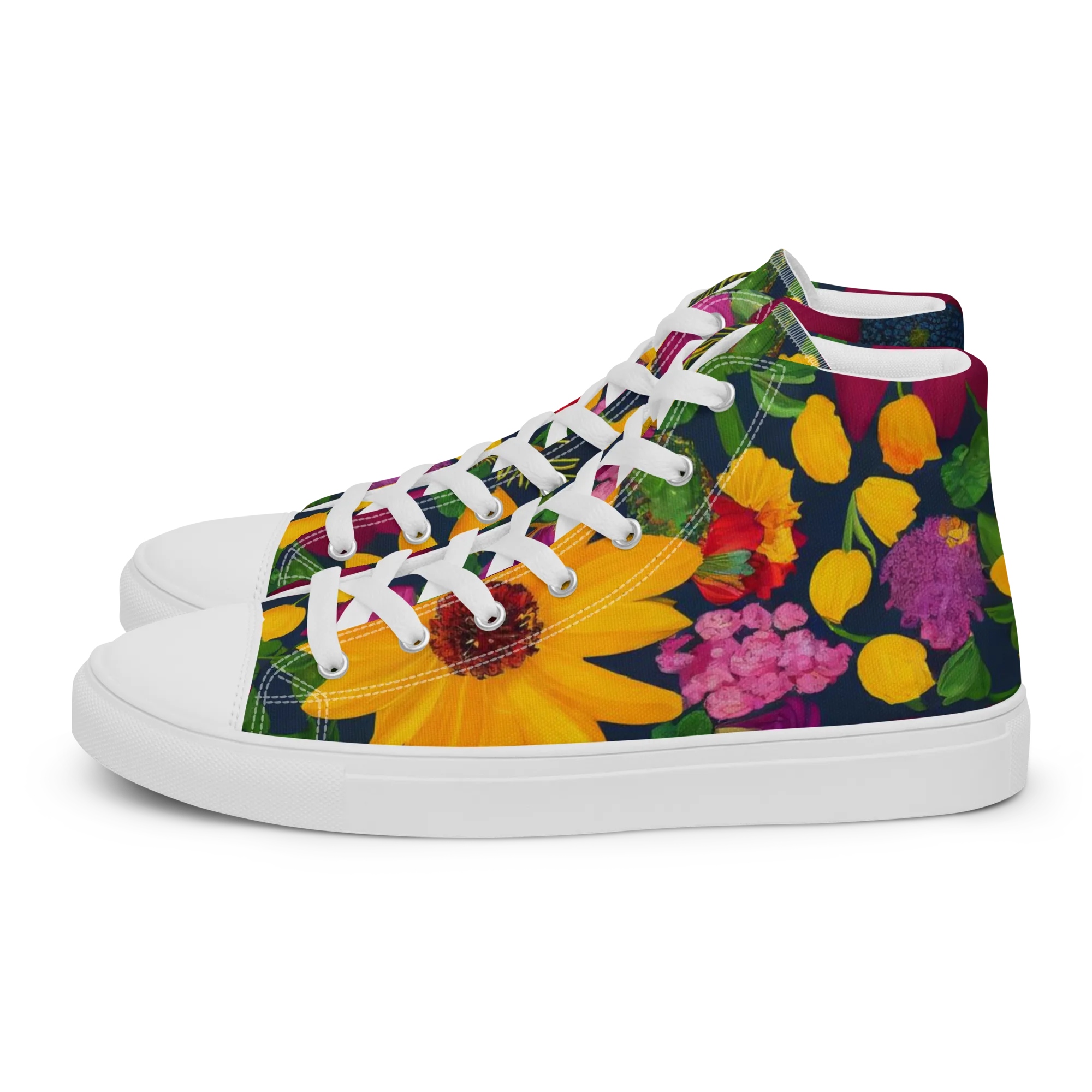 Solar Bouquet on Women's High Top Canvas Shoes — Left