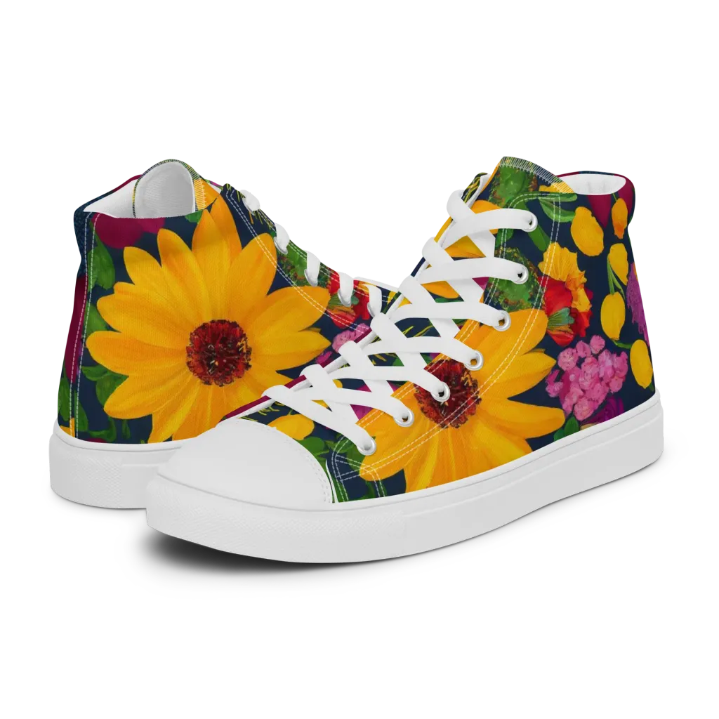 Solar Bouquet on Women's High Top Canvas Shoes — Left