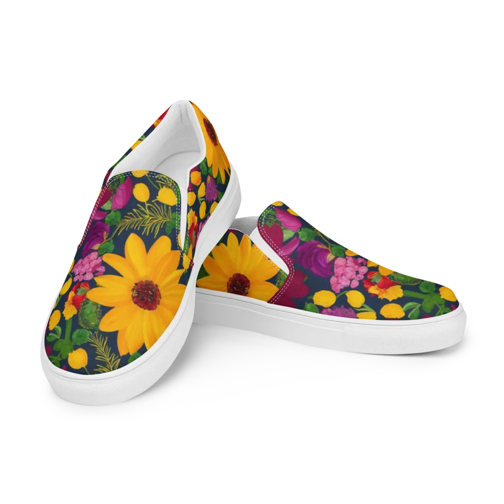 Solar Bouquet on Men's Slip-On Canvas Shoes — Left Front