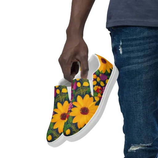 Solar Bouquet on a Men's Slip-On Canvas Shoes