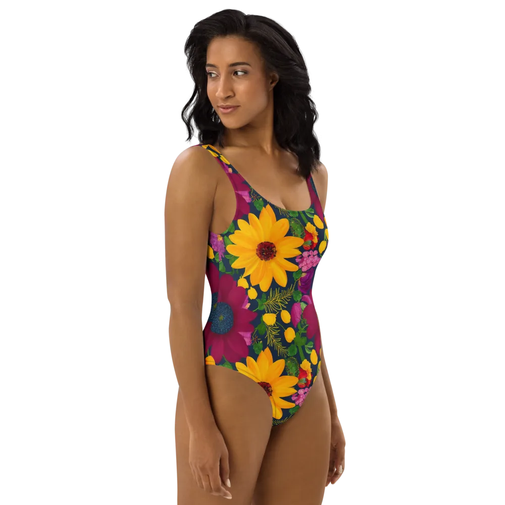 Solar Bouquet on One-Piece Swimsuit — Right