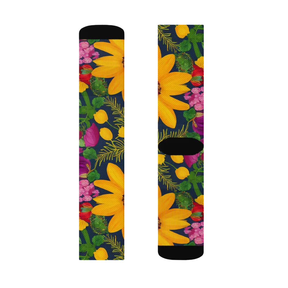 Solar Bouquet on Socks — Left Sock