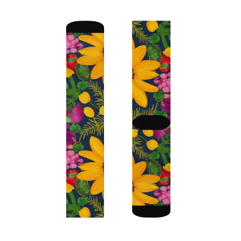 Solar Bouquet on Socks — Right Sock