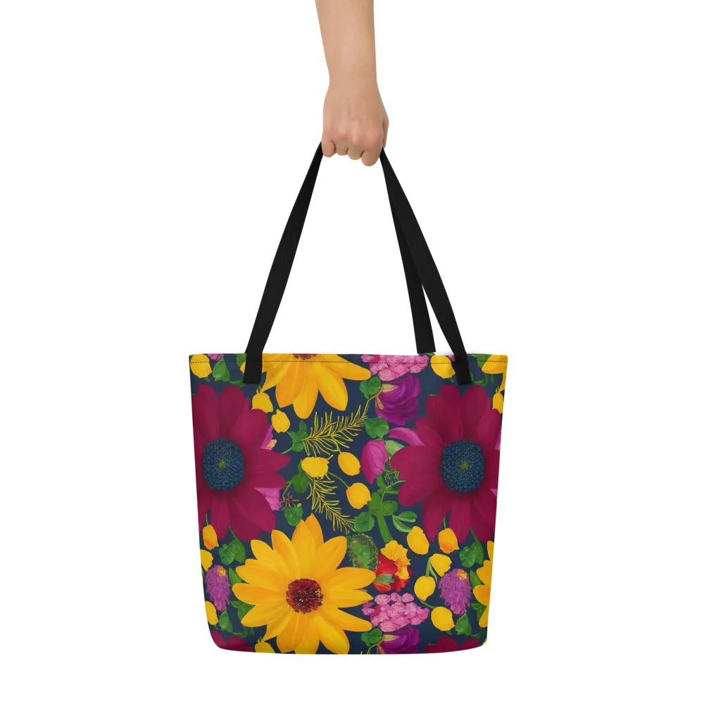 Solar Bouquet on Large Tote Bag W/ Pocket — Front