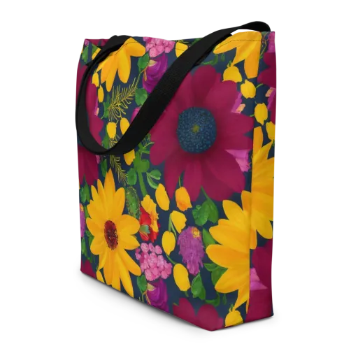 Solar Bouquet on a Large Tote Bag W/ Pocket