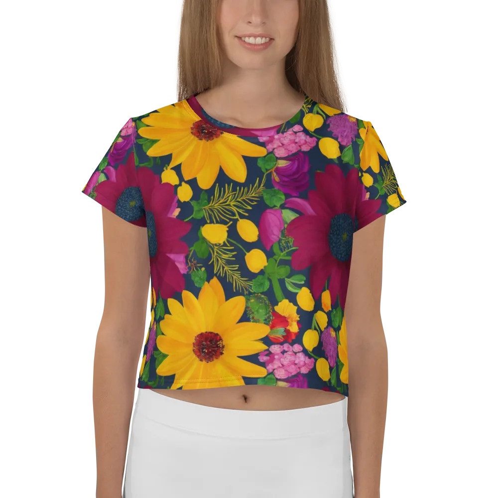 Solar Bouquet on Crop Tee — Front