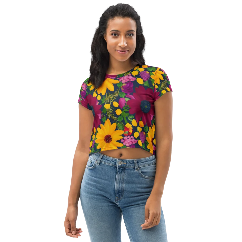 Solar Bouquet on Crop Tee — Front