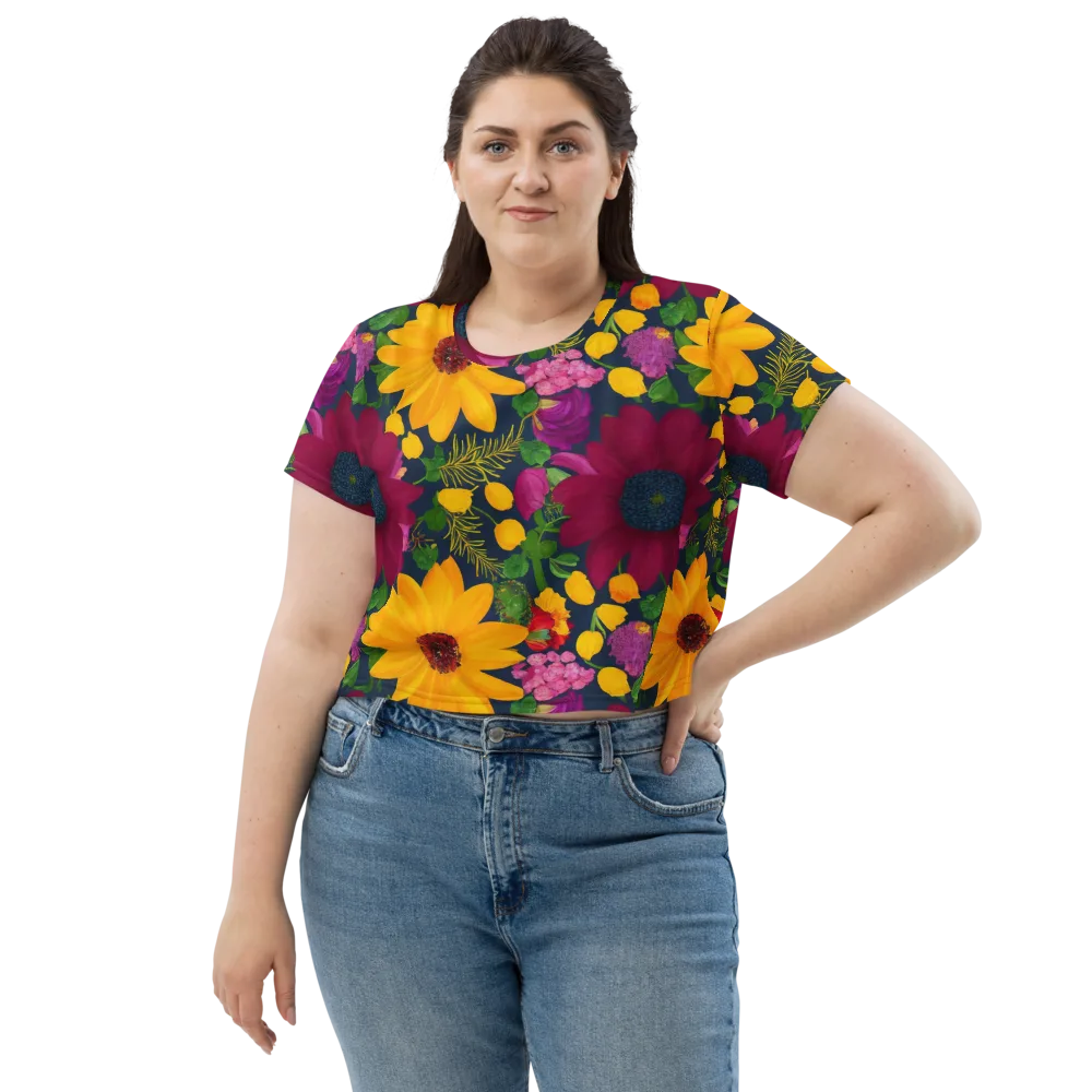Solar Bouquet on Crop Tee — Front