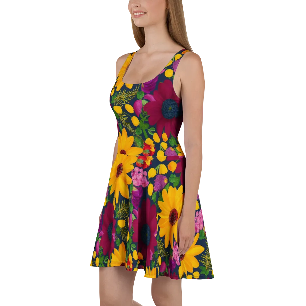 Solar Bouquet on Skater Dress — Left