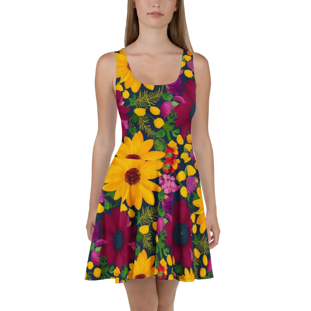 Solar Bouquet on Skater Dress — Front