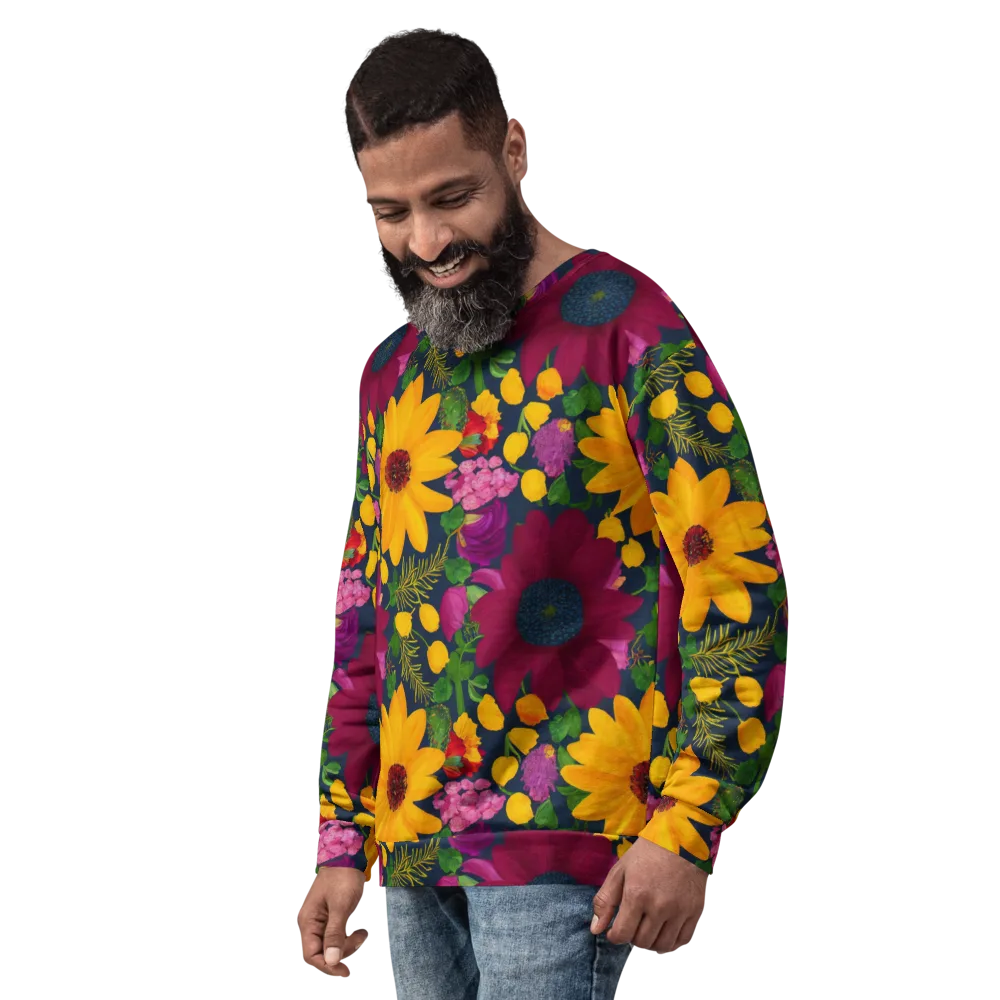 Solar Bouquet on Sweatshirt — Left Front