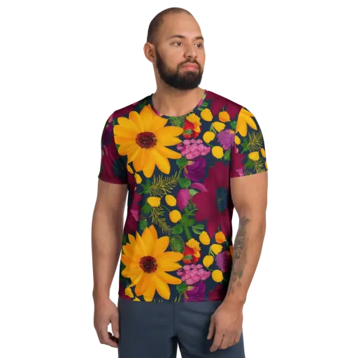 Solar Bouquet on a Men's Athletic T-Shirt
