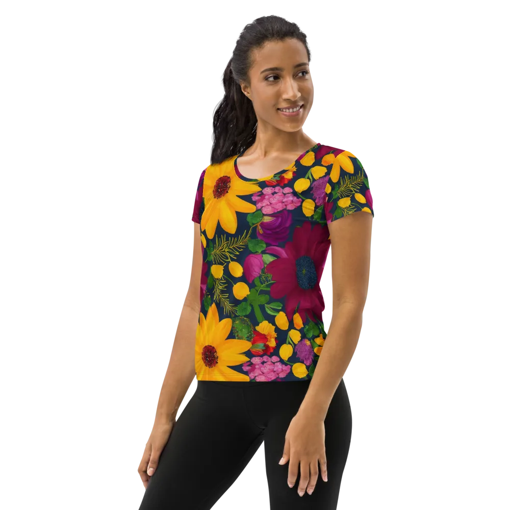 Solar Bouquet on Women's Athletic T-Shirt — Left